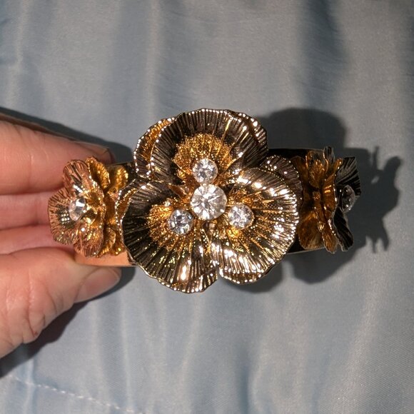 Natasha Gold Floral Statement Cuff 5163 - Picture 1 of 6